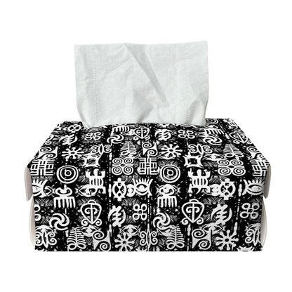 Black And White African Adinkra Symbols Rectangle Tissue Box Cover