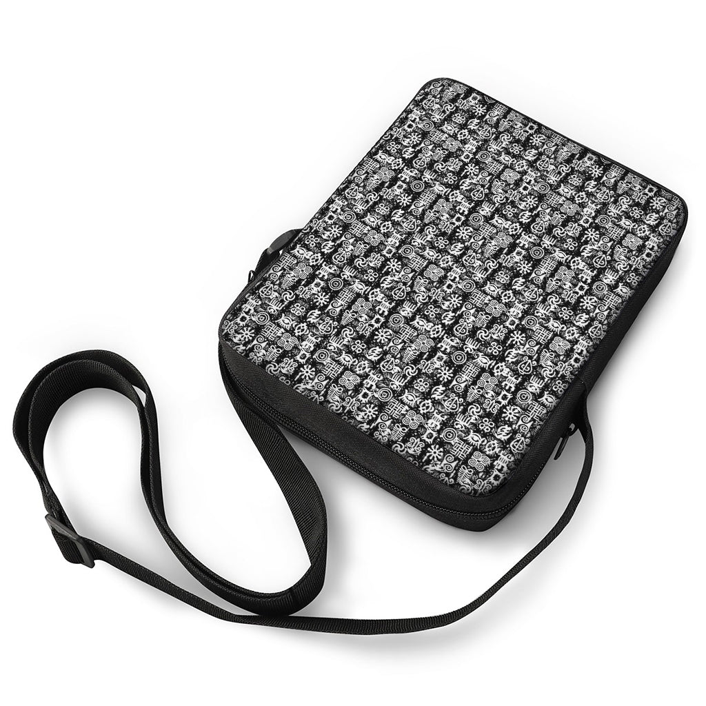 Black And White African Adinkra Symbols Rectangular Crossbody Bag