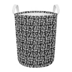 Black And White African Adinkra Symbols Round Laundry Basket