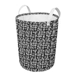 Black And White African Adinkra Symbols Round Laundry Basket