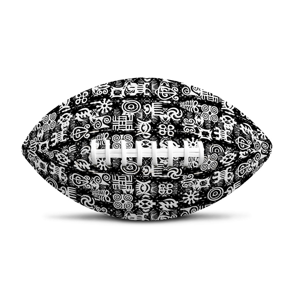 Black And White African Adinkra Symbols Rugby Ball