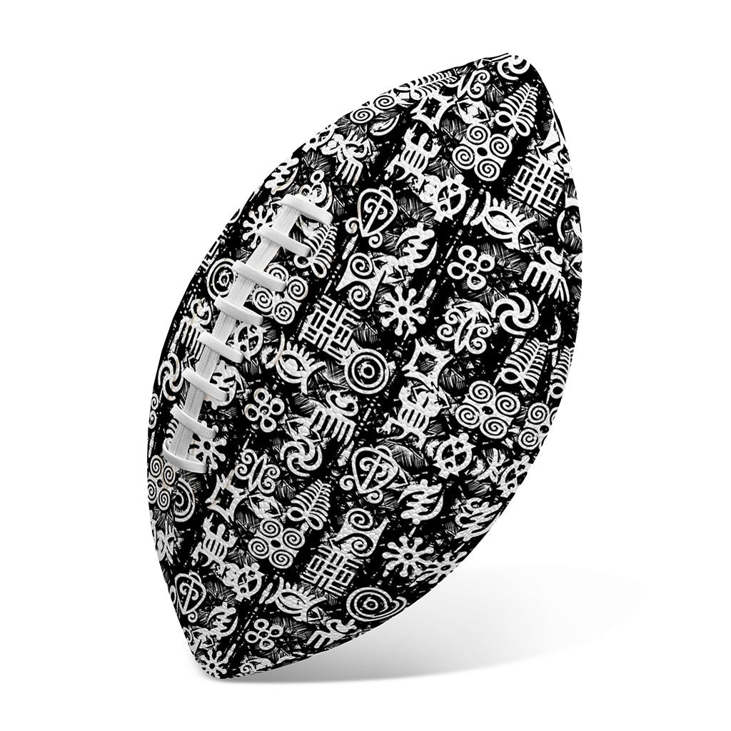 Black And White African Adinkra Symbols Rugby Ball