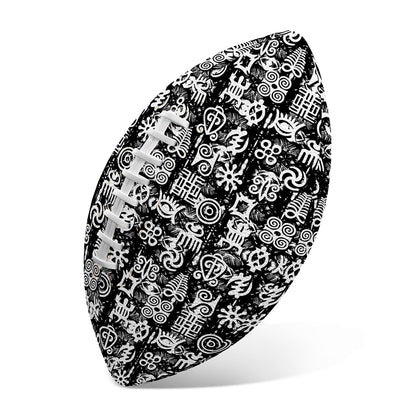 Black And White African Adinkra Symbols Rugby Ball