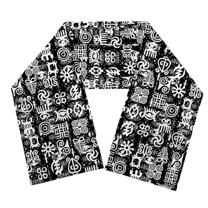 Black And White African Adinkra Symbols Scarf