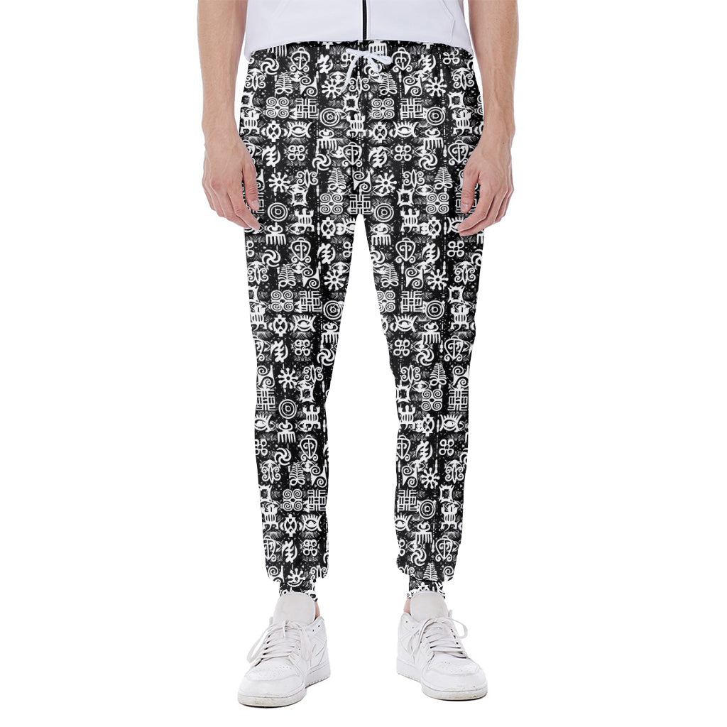 Black And White African Adinkra Symbols Scuba Joggers