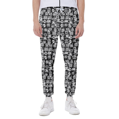 Black And White African Adinkra Symbols Scuba Joggers