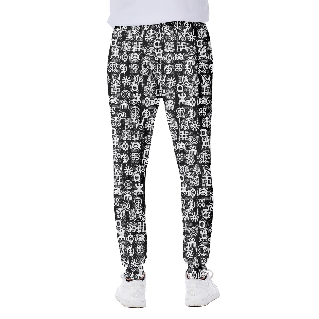 Black And White African Adinkra Symbols Scuba Joggers