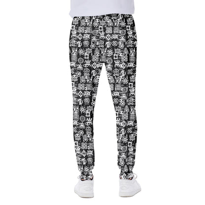 Black And White African Adinkra Symbols Scuba Joggers