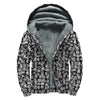 Black And White African Adinkra Symbols Sherpa Lined Zip Up Hoodie