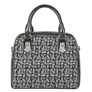 Black And White African Adinkra Symbols Shoulder Handbag