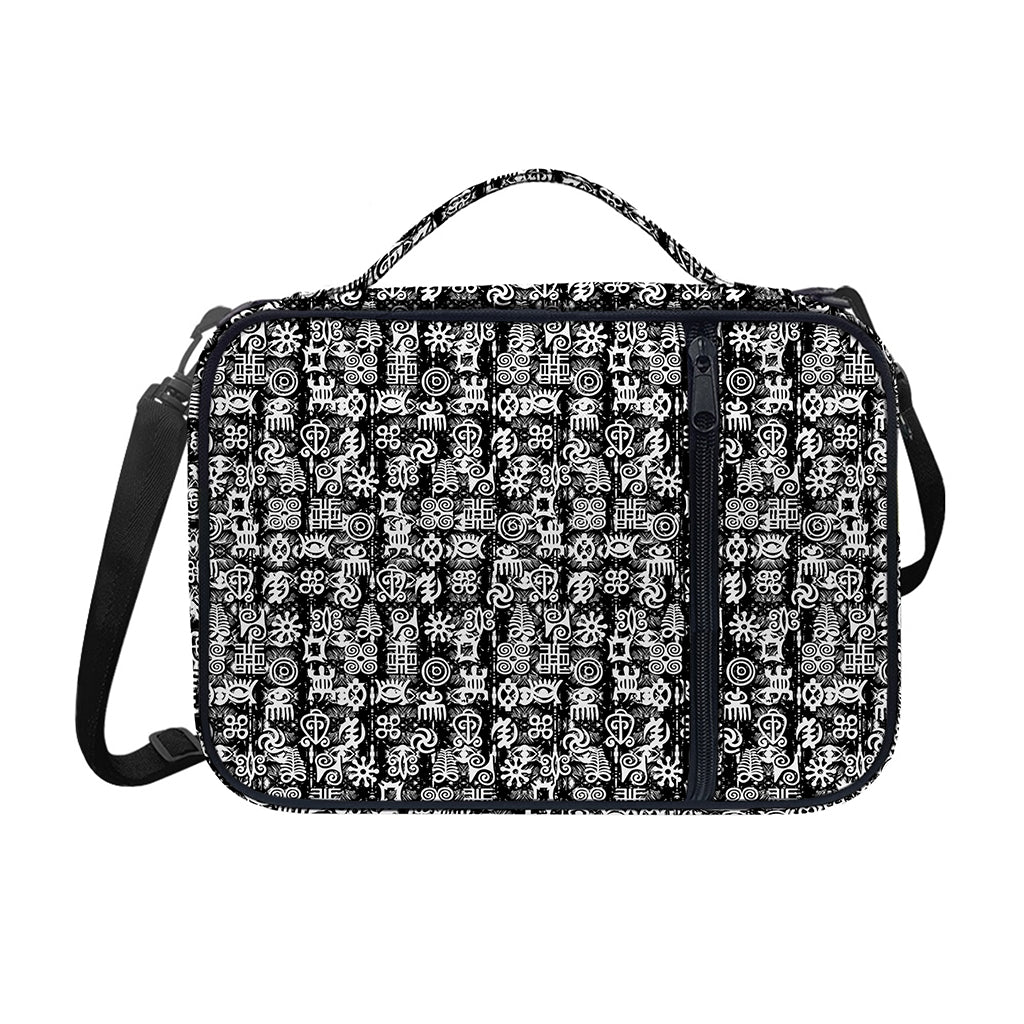 Black And White African Adinkra Symbols Shoulder Strap Bible Bag