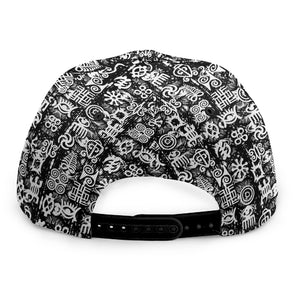 Black And White African Adinkra Symbols Snapback Cap