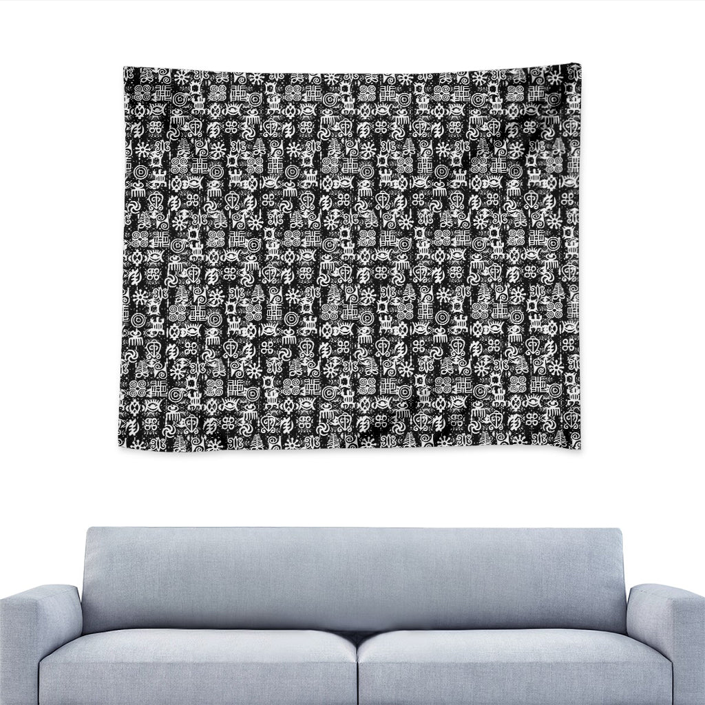 Black And White African Adinkra Symbols Tapestry