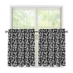 Black And White African Adinkra Symbols Tier Curtains