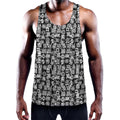 Black And White African Adinkra Symbols Men's Workout Tank Top