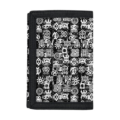 Black And White African Adinkra Symbols Trifold Wallet