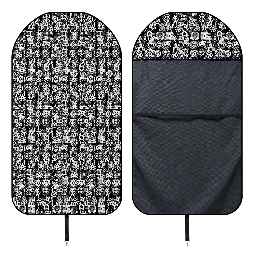 Black And White African Adinkra Symbols Waterproof Car Seat Cover