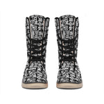 Black And White African Adinkra Symbols Winter Boots