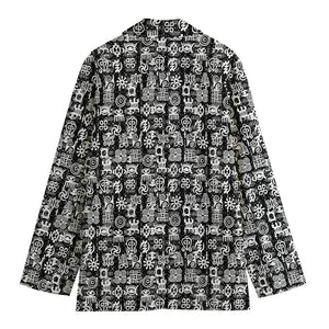 Black And White African Adinkra Symbols Women's Blazer