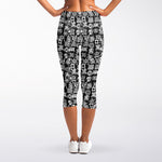 Black And White African Adinkra Symbols Women's Capri Leggings