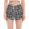 Black And White African Adinkra Symbols Women's Split Running Shorts