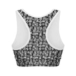 Black And White African Adinkra Symbols Women's Sports Bra