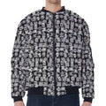 Black And White African Adinkra Symbols Zip Sleeve Bomber Jacket