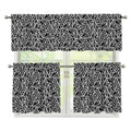 Black And White African Ethnic Print 3 Piece Kitchen Curtains