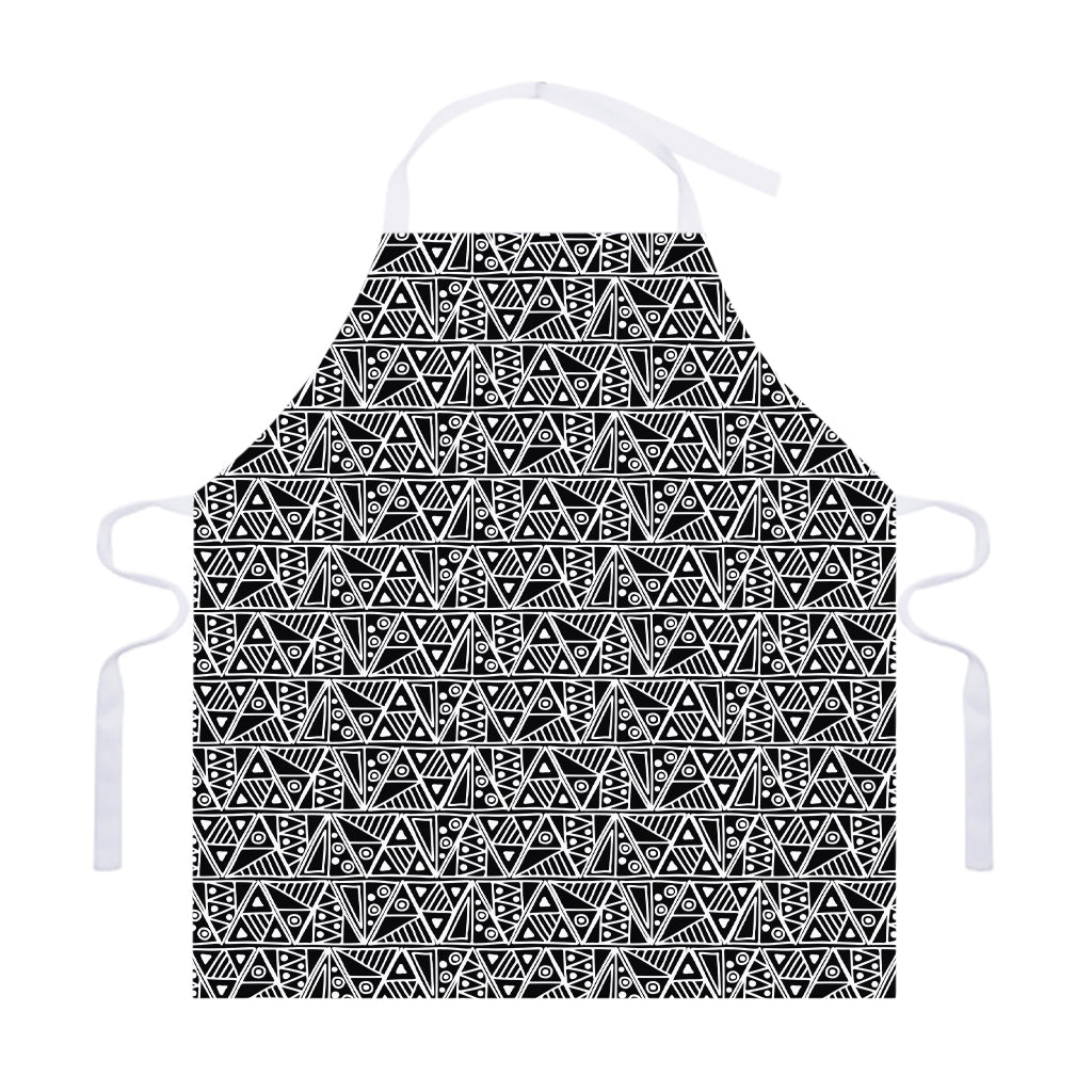 Black And White African Ethnic Print Adjustable Apron