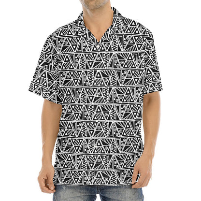 Black And White African Ethnic Print Aloha Shirt