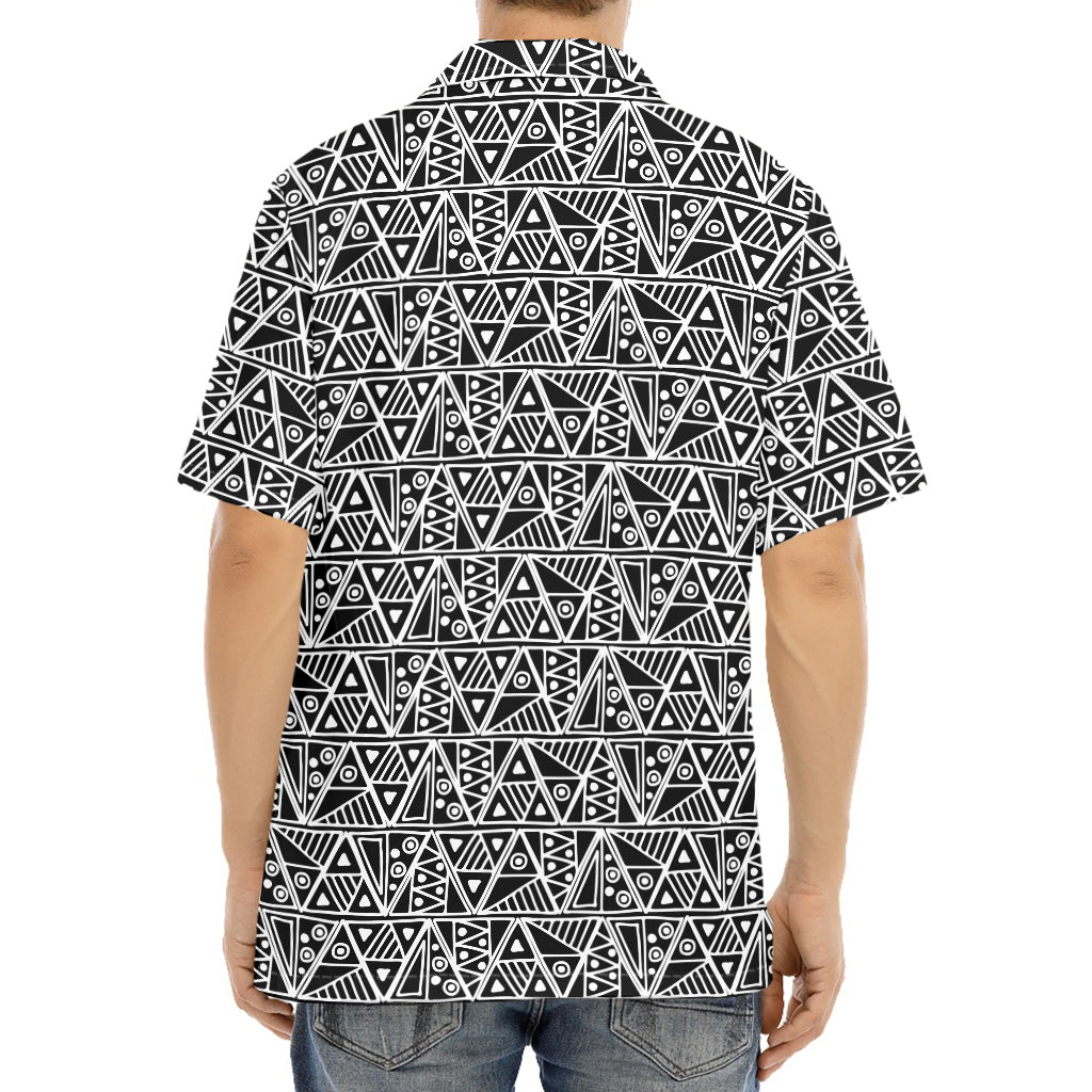 Black And White African Ethnic Print Aloha Shirt