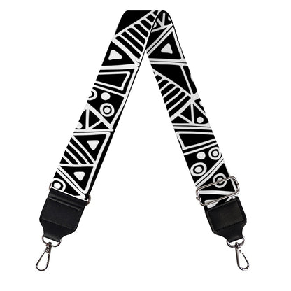 Black And White African Ethnic Print Bag Strap
