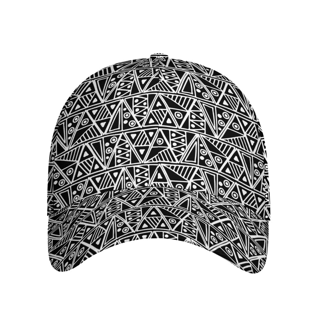 Black And White African Ethnic Print Baseball Cap