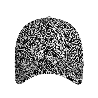 Black And White African Ethnic Print Baseball Cap
