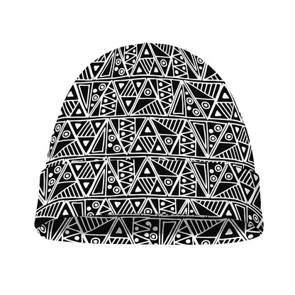 Black And White African Ethnic Print Beanie