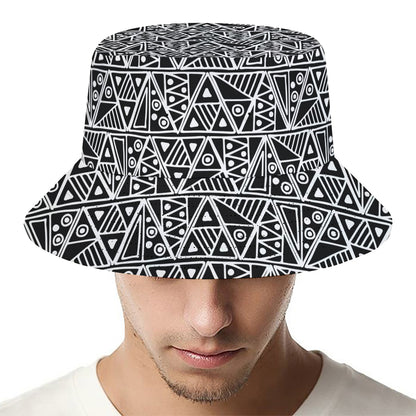 Black And White African Ethnic Print Bucket Hat