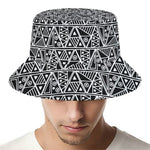 Black And White African Ethnic Print Bucket Hat