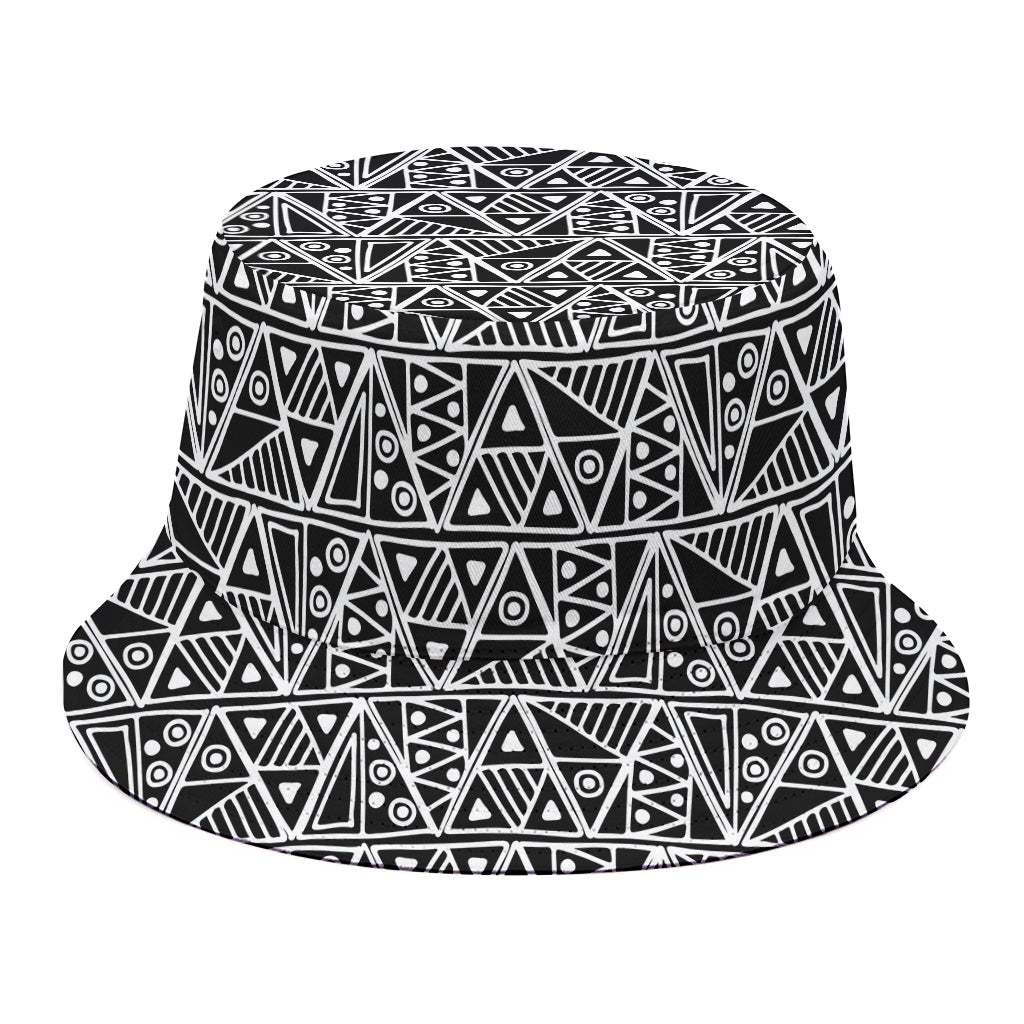 Black And White African Ethnic Print Bucket Hat