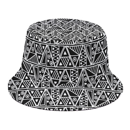 Black And White African Ethnic Print Bucket Hat