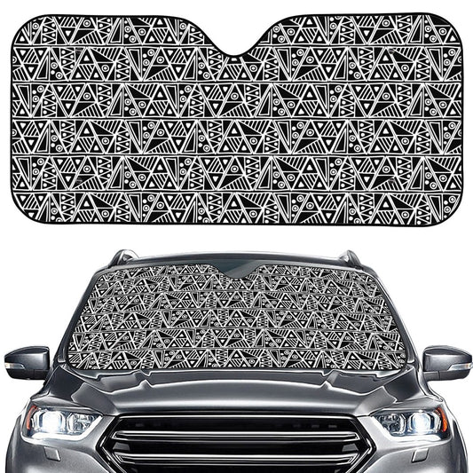 Black And White African Ethnic Print Car Windshield Sun Shade