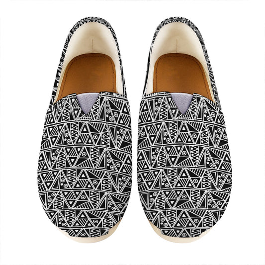 Black And White African Ethnic Print Casual Shoes