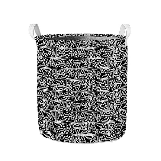 Black And White African Ethnic Print Collapsible Laundry Basket