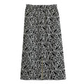 Black And White African Ethnic Print Cotton Front Slit Maxi Skirt
