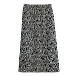 Black And White African Ethnic Print Cotton Front Slit Maxi Skirt