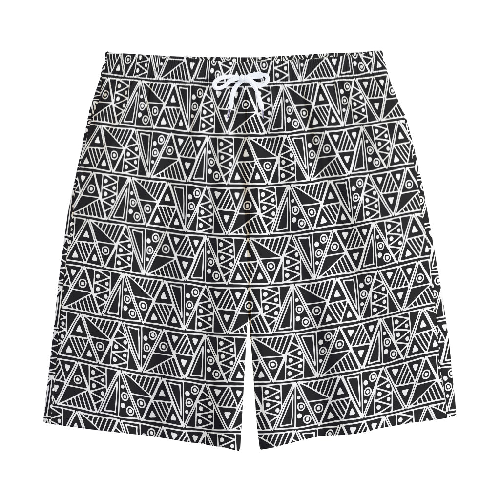 Black And White African Ethnic Print Cotton Shorts