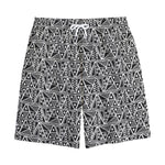 Black And White African Ethnic Print Cotton Shorts