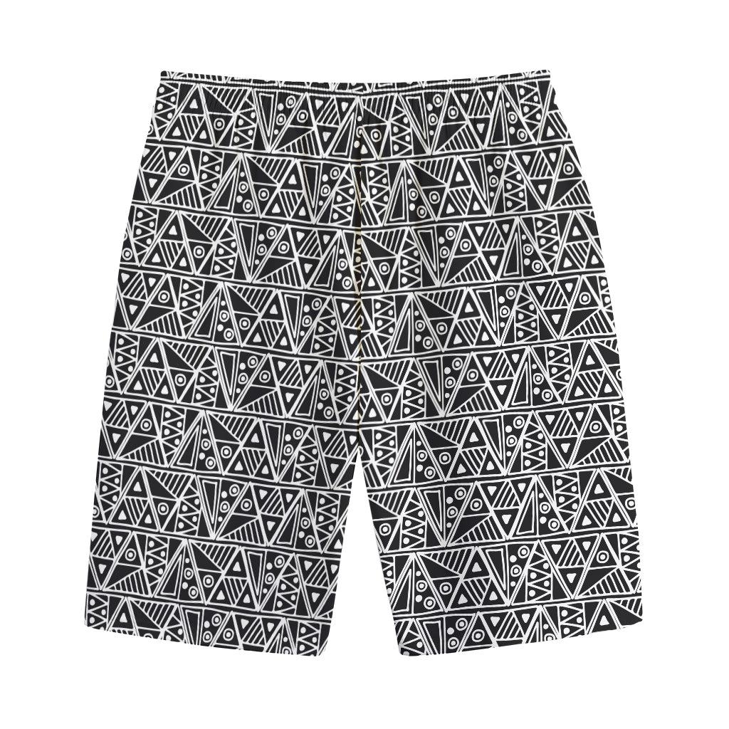Black And White African Ethnic Print Cotton Shorts