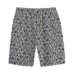 Black And White African Ethnic Print Cotton Shorts