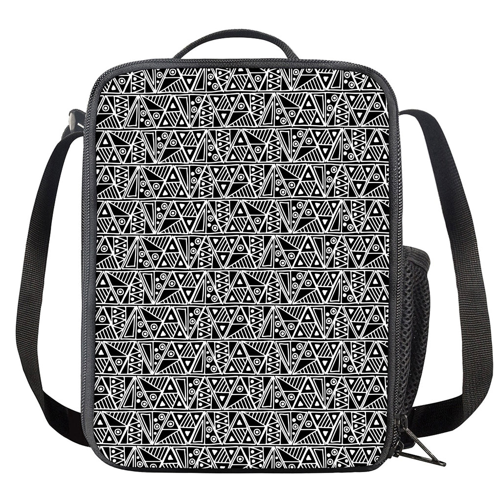Black And White African Ethnic Print Crossbody Lunch Bag