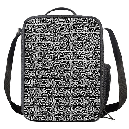 Black And White African Ethnic Print Crossbody Lunch Bag